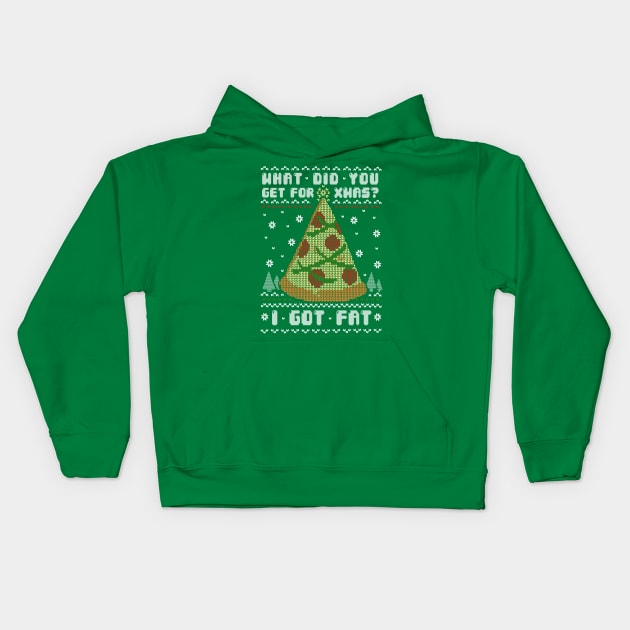 Fatty Christmas - Christmas Tree Present - Pizza Food Kids Hoodie by BlancaVidal